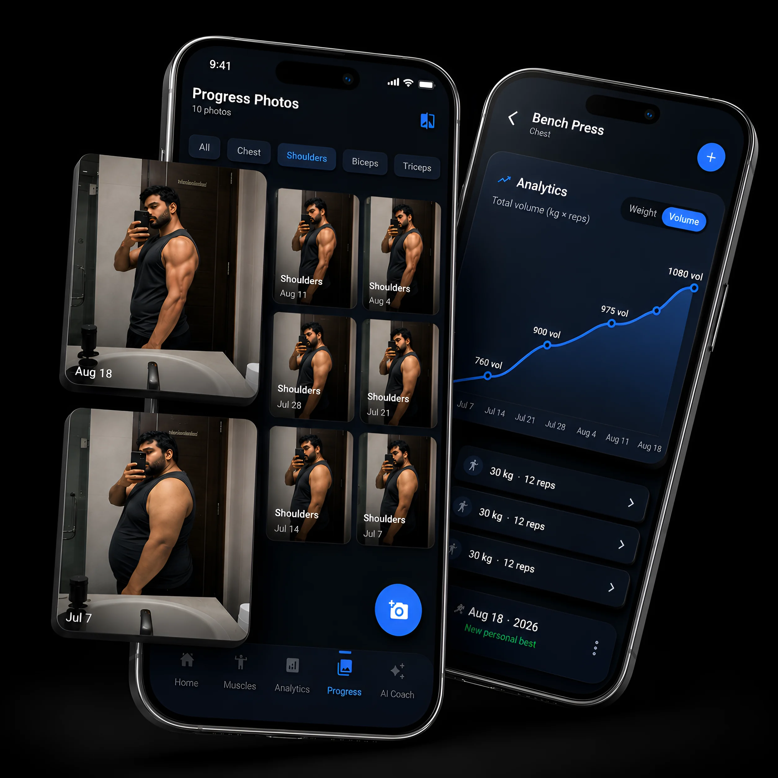 Sleet gym tracker app showing workout progress